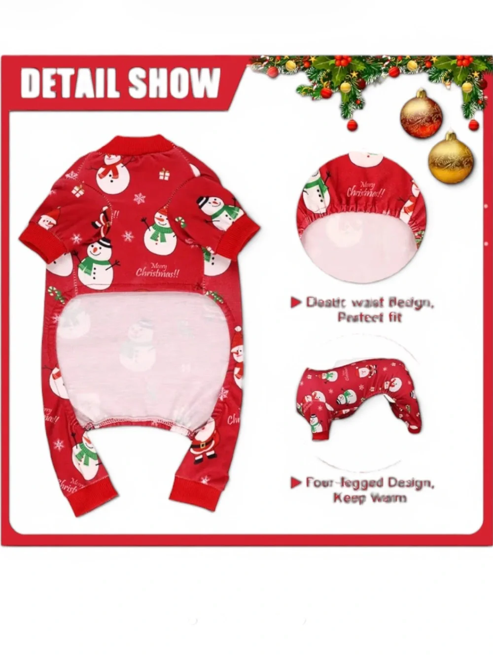 Pet Red Holiday Snowman Pajamas